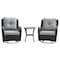Manhattan Comfort Fruttuo Swivel Steel Rattan 3-Piece Patio Conversation Set with Cushions in Grey OD-CV018-GY - alternate 1